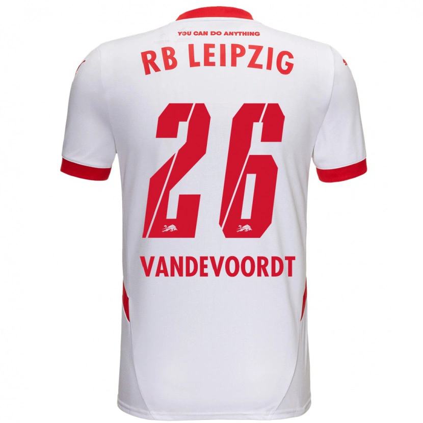 Danxen Børn Maarten Vandevoordt #26 Hvid Rød Hjemmebane Spillertrøjer 2024/25 Trøje T-Shirt