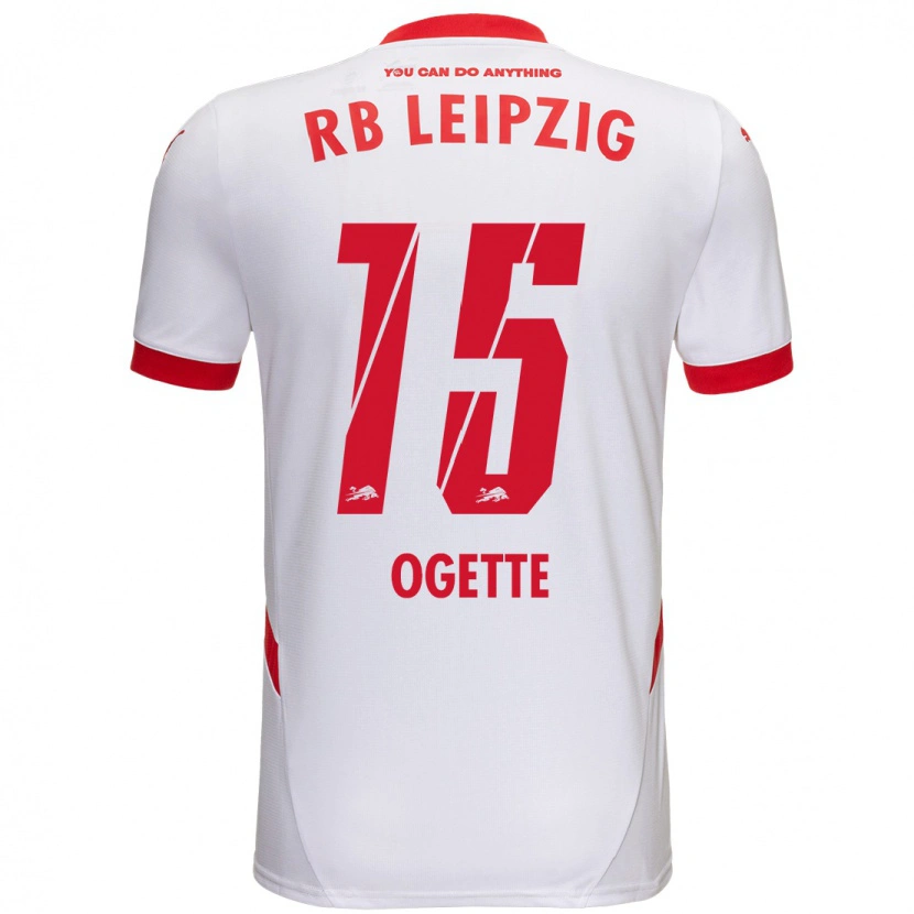 Danxen Børn Israel Ogette #15 Hvid Rød Hjemmebane Spillertrøjer 2024/25 Trøje T-Shirt