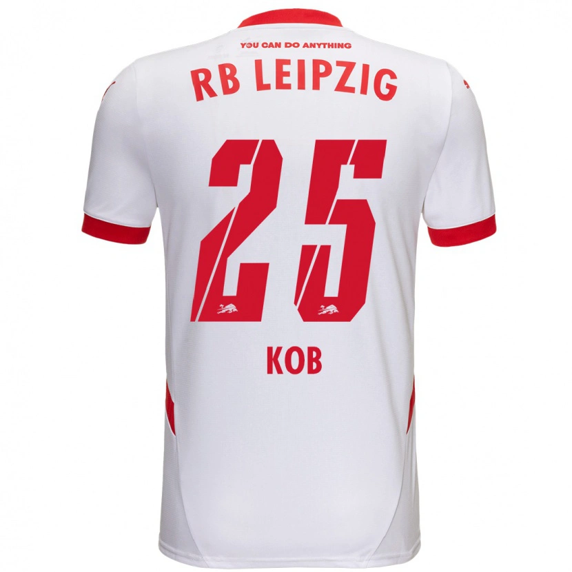 Danxen Børn Leon Koß #25 Hvid Rød Hjemmebane Spillertrøjer 2024/25 Trøje T-Shirt