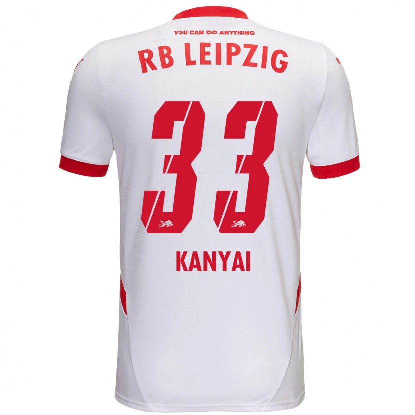 Danxen Børn Janos Kanyai #33 Hvid Rød Hjemmebane Spillertrøjer 2024/25 Trøje T-Shirt