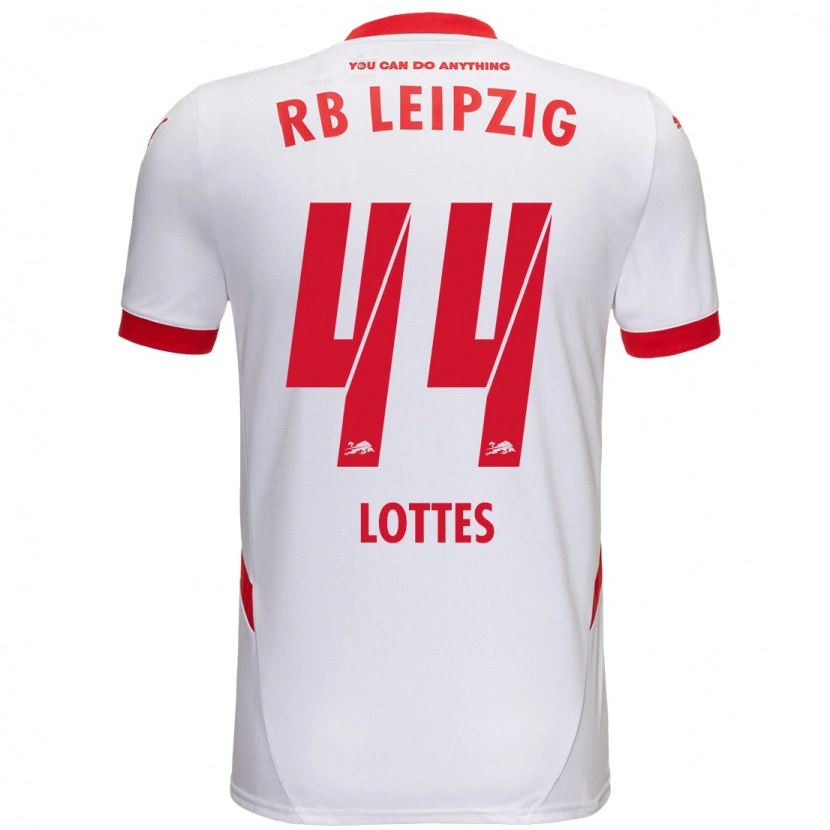 Danxen Børn Benjamin Lottes #44 Hvid Rød Hjemmebane Spillertrøjer 2024/25 Trøje T-Shirt