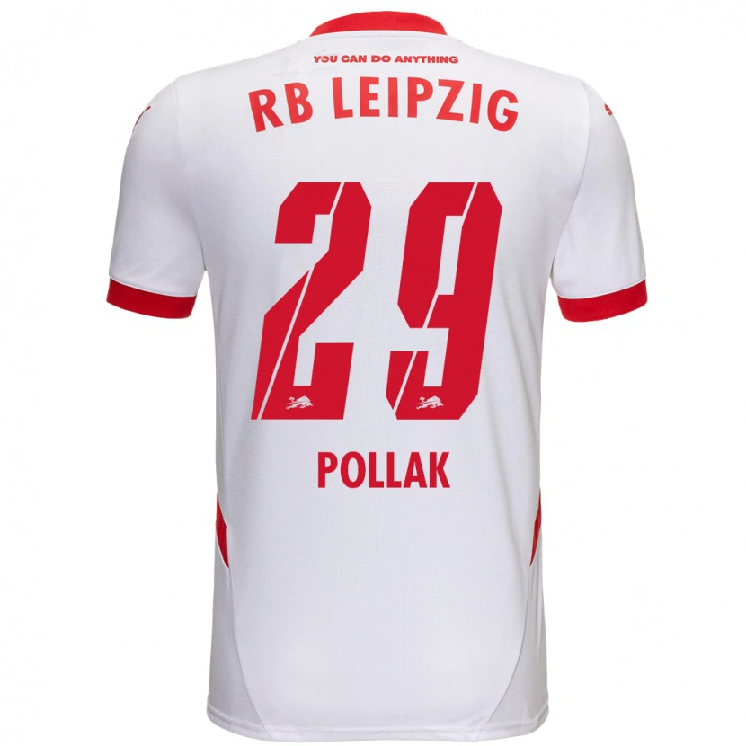 Danxen Børn Julia Pollak #29 Hvid Rød Hjemmebane Spillertrøjer 2024/25 Trøje T-Shirt
