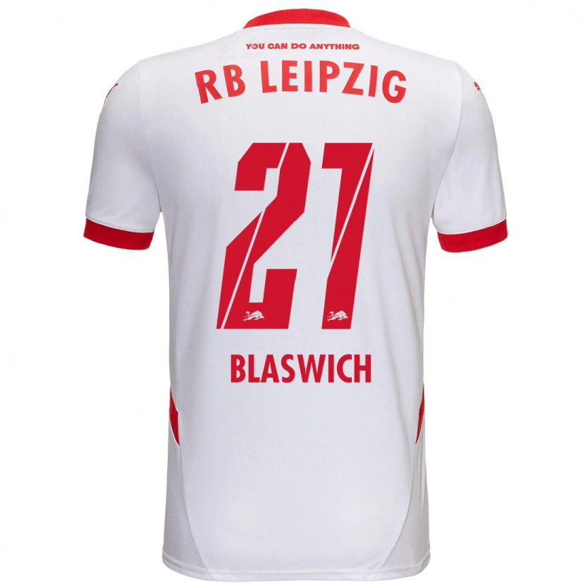 Danxen Børn Janis Blaswich #21 Hvid Rød Hjemmebane Spillertrøjer 2024/25 Trøje T-Shirt