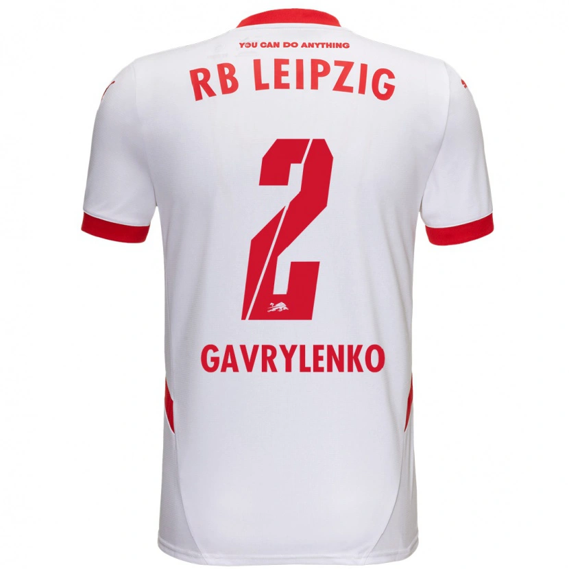 Danxen Børn Oleksandr Gavrylenko #2 Hvid Rød Hjemmebane Spillertrøjer 2024/25 Trøje T-Shirt