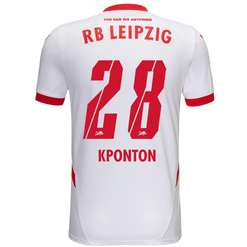 Danxen Børn Marwan Kponton #28 Hvid Rød Hjemmebane Spillertrøjer 2024/25 Trøje T-Shirt