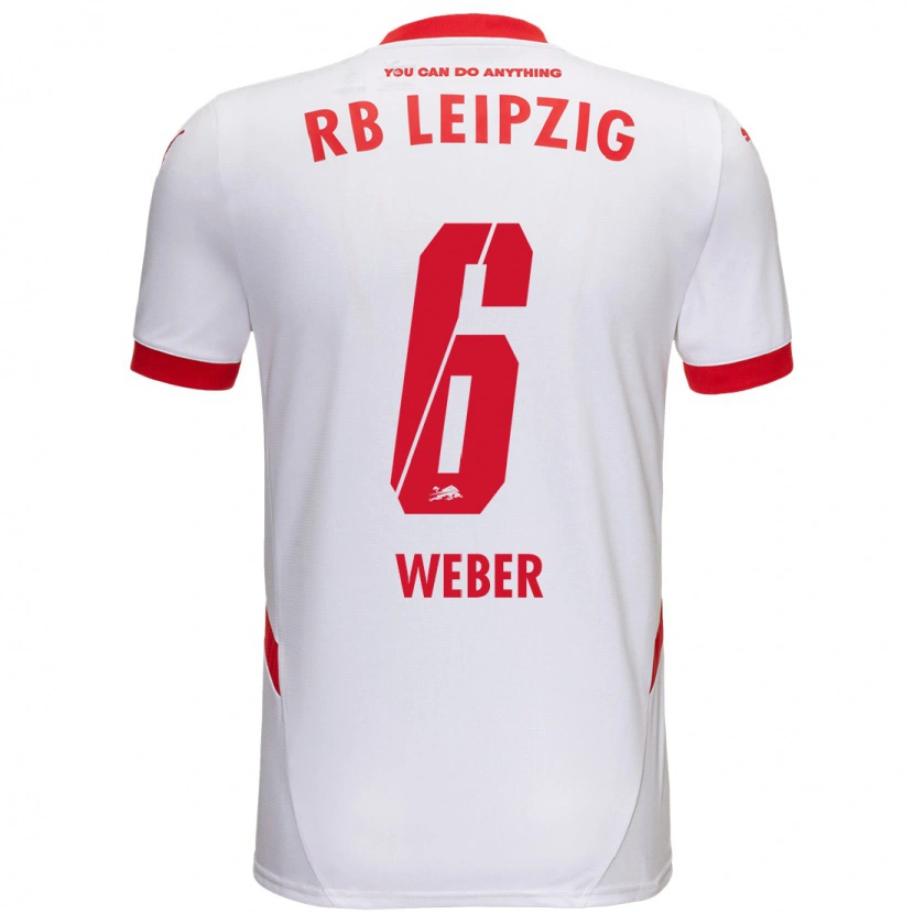 Danxen Børn Samuel Weber #6 Hvid Rød Hjemmebane Spillertrøjer 2024/25 Trøje T-Shirt