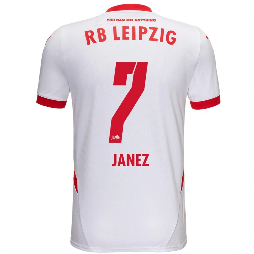Danxen Børn Korina Lara Janež #7 Hvid Rød Hjemmebane Spillertrøjer 2024/25 Trøje T-Shirt