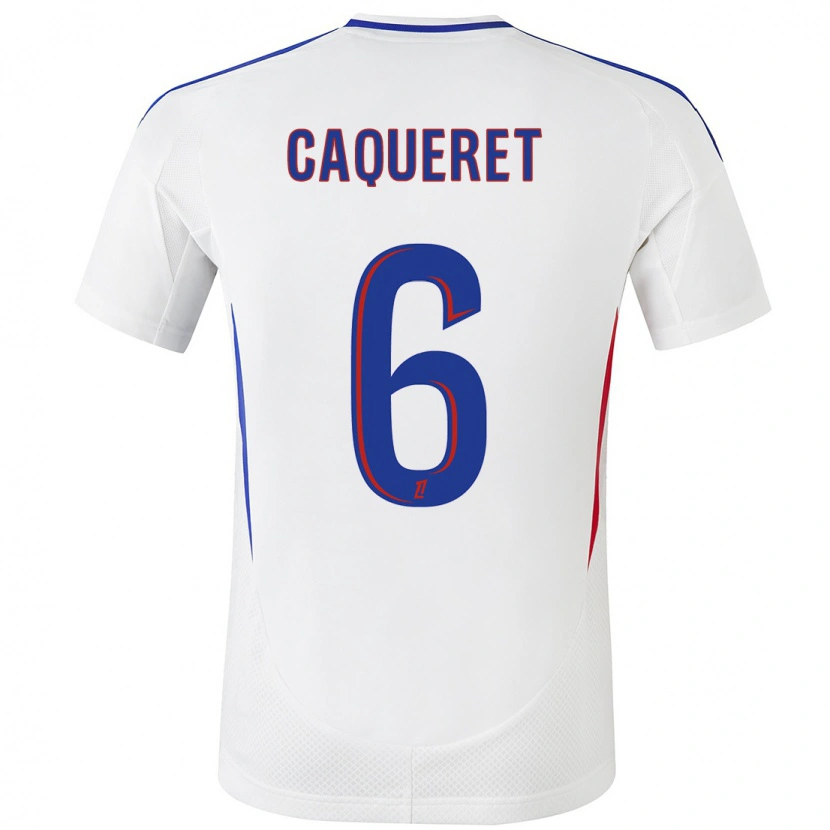 Danxen Børn Maxence Caqueret #6 Hvid Blå Hjemmebane Spillertrøjer 2024/25 Trøje T-Shirt