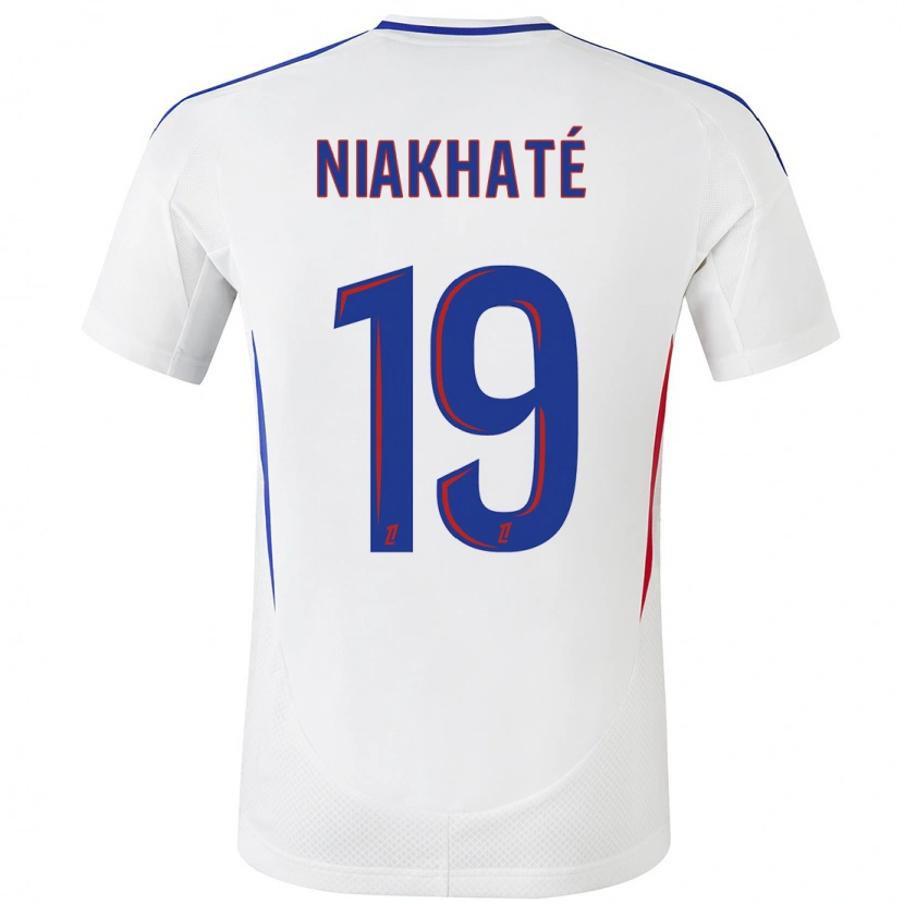Danxen Børn Moussa Niakhaté #19 Hvid Blå Hjemmebane Spillertrøjer 2024/25 Trøje T-Shirt