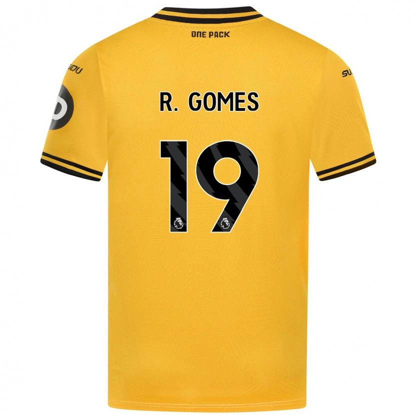 Danxen Børn Rodrigo Gomes #19 Gul Hjemmebane Spillertrøjer 2024/25 Trøje T-Shirt