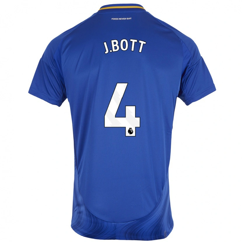 Danxen Børn C. J. Bott #4 Blå Hvid Hjemmebane Spillertrøjer 2024/25 Trøje T-Shirt