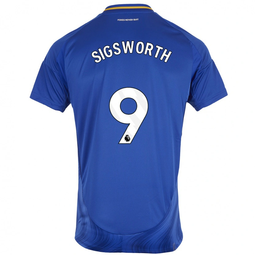 Danxen Børn Jessica Sigsworth #9 Blå Hvid Hjemmebane Spillertrøjer 2024/25 Trøje T-Shirt