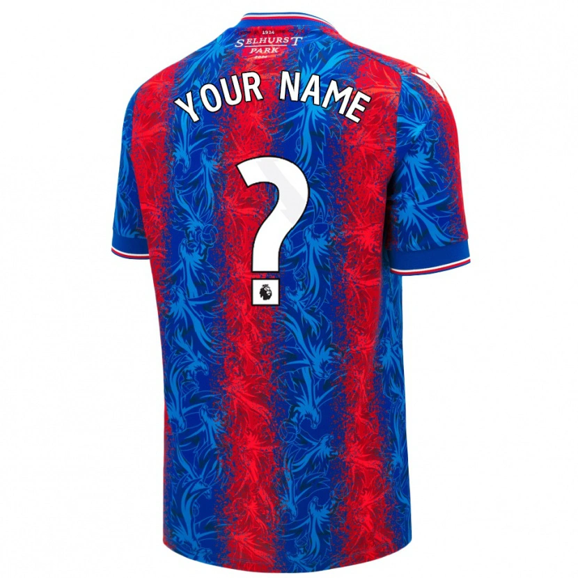 Danxen Børn Dit Navn #0 Røde Blå Striber Hjemmebane Spillertrøjer 2024/25 Trøje T-Shirt