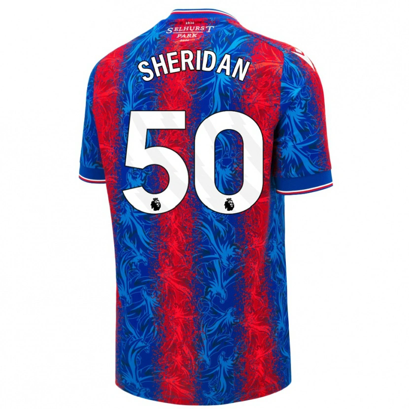 Danxen Børn Joe Sheridan #50 Røde Blå Striber Hjemmebane Spillertrøjer 2024/25 Trøje T-Shirt