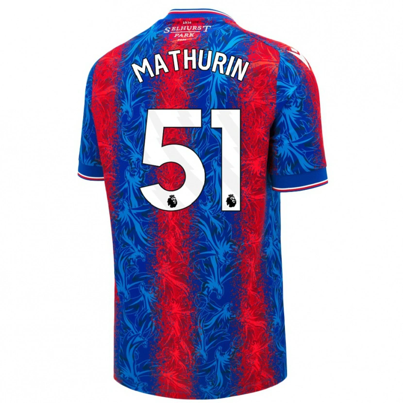 Danxen Børn Roshaun Mathurin #51 Røde Blå Striber Hjemmebane Spillertrøjer 2024/25 Trøje T-Shirt
