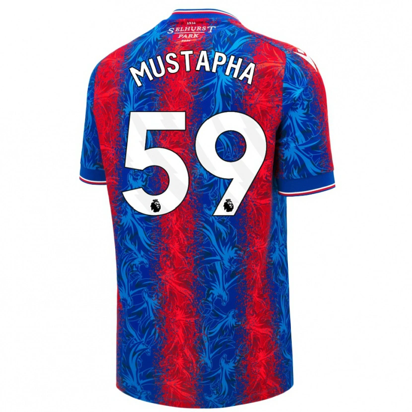 Danxen Børn Hindolo Mustapha #59 Røde Blå Striber Hjemmebane Spillertrøjer 2024/25 Trøje T-Shirt
