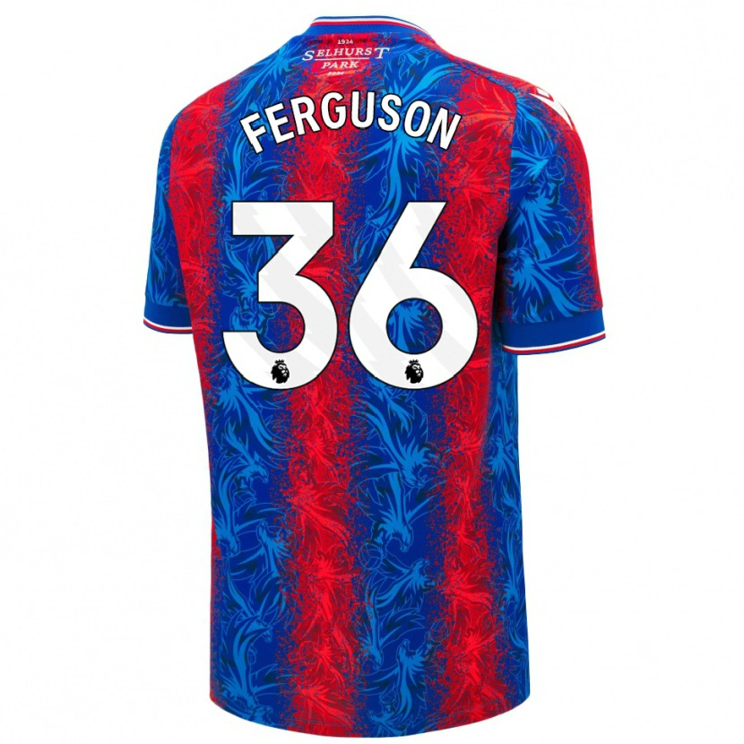 Danxen Børn Nathan Ferguson #36 Røde Blå Striber Hjemmebane Spillertrøjer 2024/25 Trøje T-Shirt