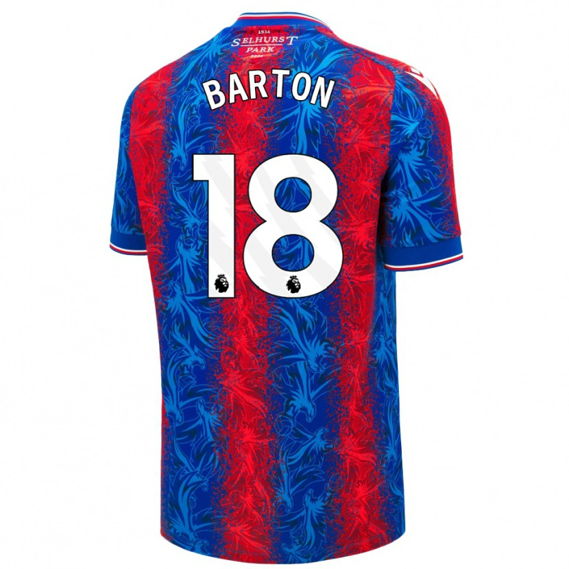 Danxen Børn Kirsty Barton #18 Røde Blå Striber Hjemmebane Spillertrøjer 2024/25 Trøje T-Shirt