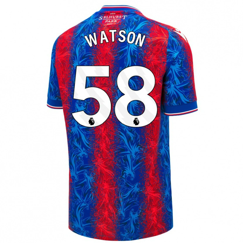 Danxen Børn Noah Watson #58 Røde Blå Striber Hjemmebane Spillertrøjer 2024/25 Trøje T-Shirt