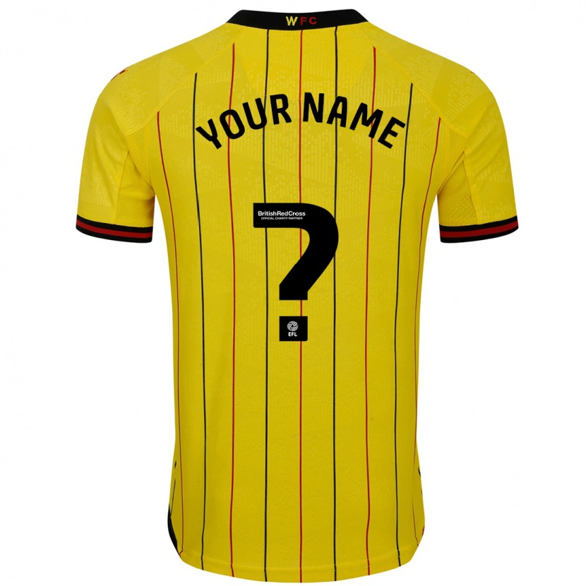 Danxen Børn Dit Navn #0 Gul Sort Hjemmebane Spillertrøjer 2024/25 Trøje T-Shirt