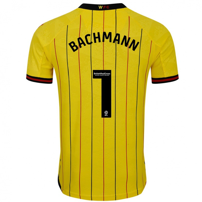 Danxen Børn Daniel Bachmann #1 Gul Sort Hjemmebane Spillertrøjer 2024/25 Trøje T-Shirt