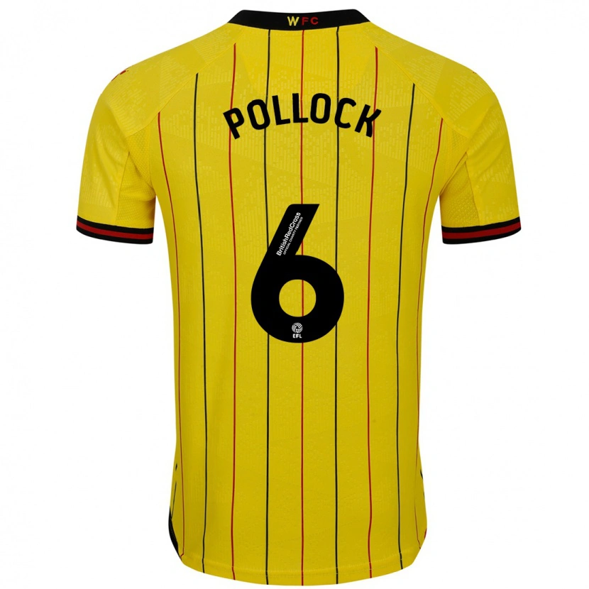 Danxen Børn Mattie Pollock #6 Gul Sort Hjemmebane Spillertrøjer 2024/25 Trøje T-Shirt