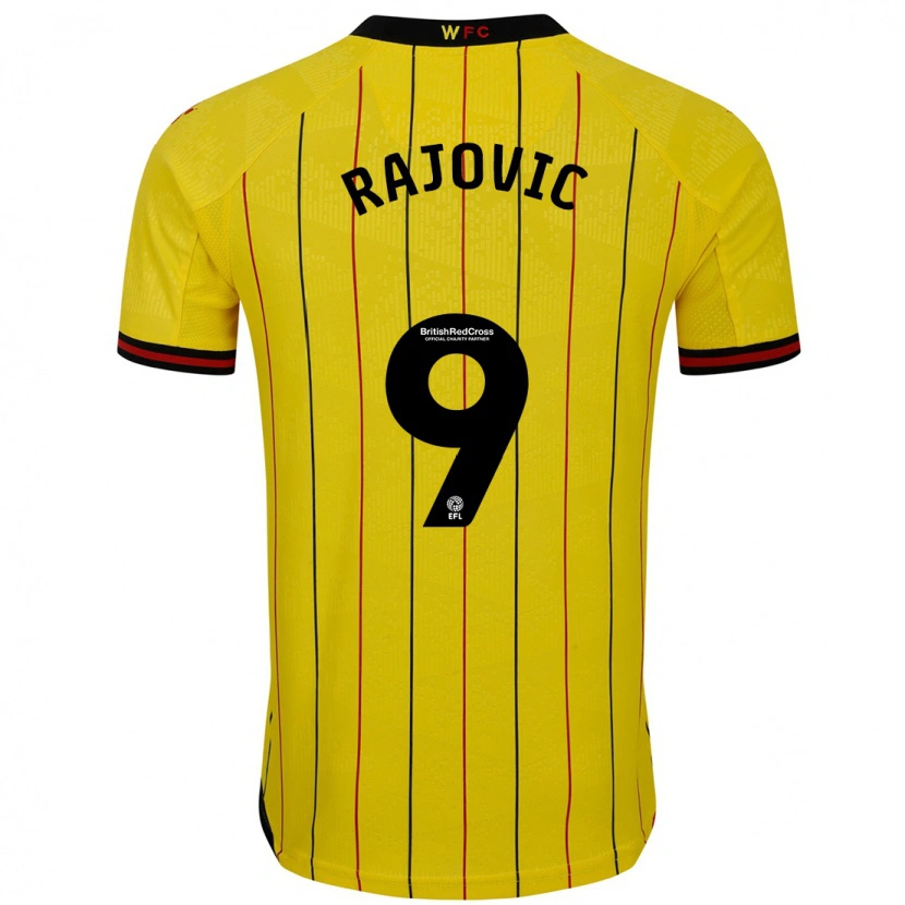 Danxen Børn Mileta Rajovic #9 Gul Sort Hjemmebane Spillertrøjer 2024/25 Trøje T-Shirt