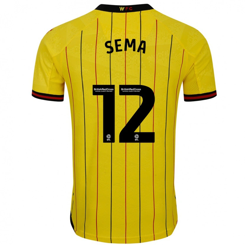 Danxen Børn Ken Sema #12 Gul Sort Hjemmebane Spillertrøjer 2024/25 Trøje T-Shirt