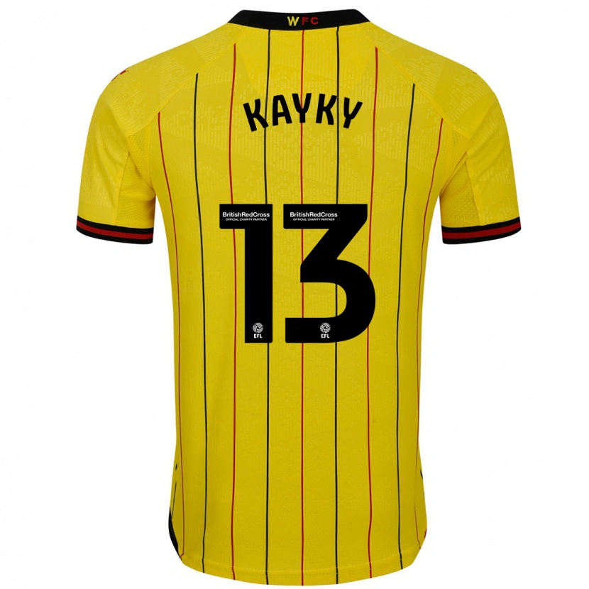 Danxen Børn Kayky Almeida #13 Gul Sort Hjemmebane Spillertrøjer 2024/25 Trøje T-Shirt