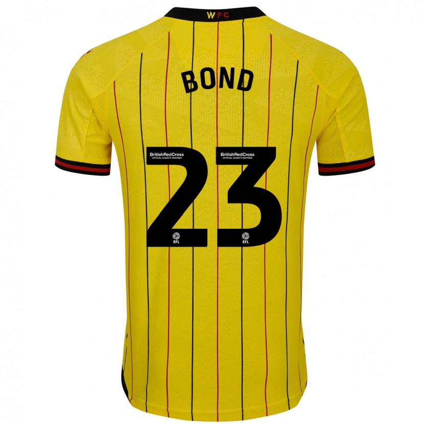 Danxen Børn Jonathan Bond #23 Gul Sort Hjemmebane Spillertrøjer 2024/25 Trøje T-Shirt