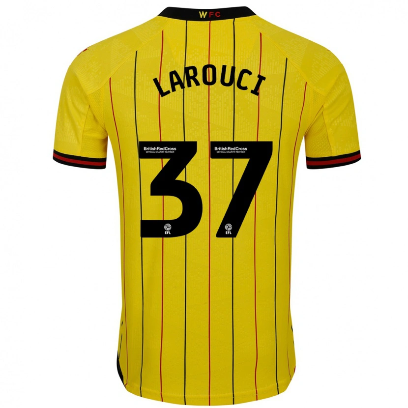 Danxen Børn Yasser Larouci #37 Gul Sort Hjemmebane Spillertrøjer 2024/25 Trøje T-Shirt