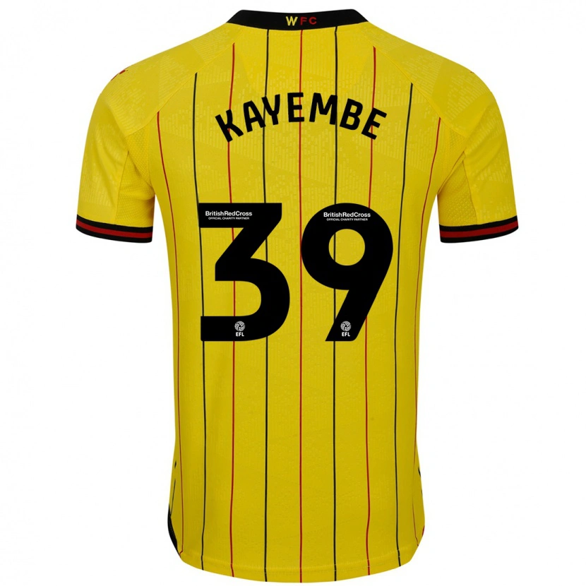 Danxen Børn Edo Kayembe #39 Gul Sort Hjemmebane Spillertrøjer 2024/25 Trøje T-Shirt