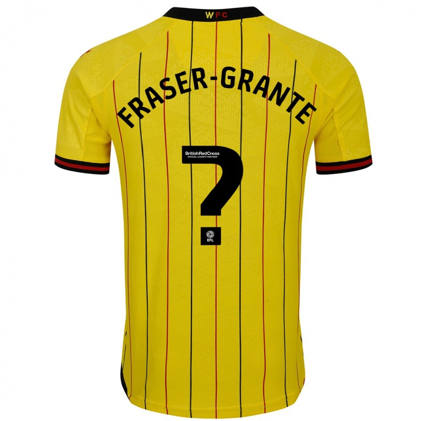 Danxen Børn Zak Fraser-Grante #0 Gul Sort Hjemmebane Spillertrøjer 2024/25 Trøje T-Shirt
