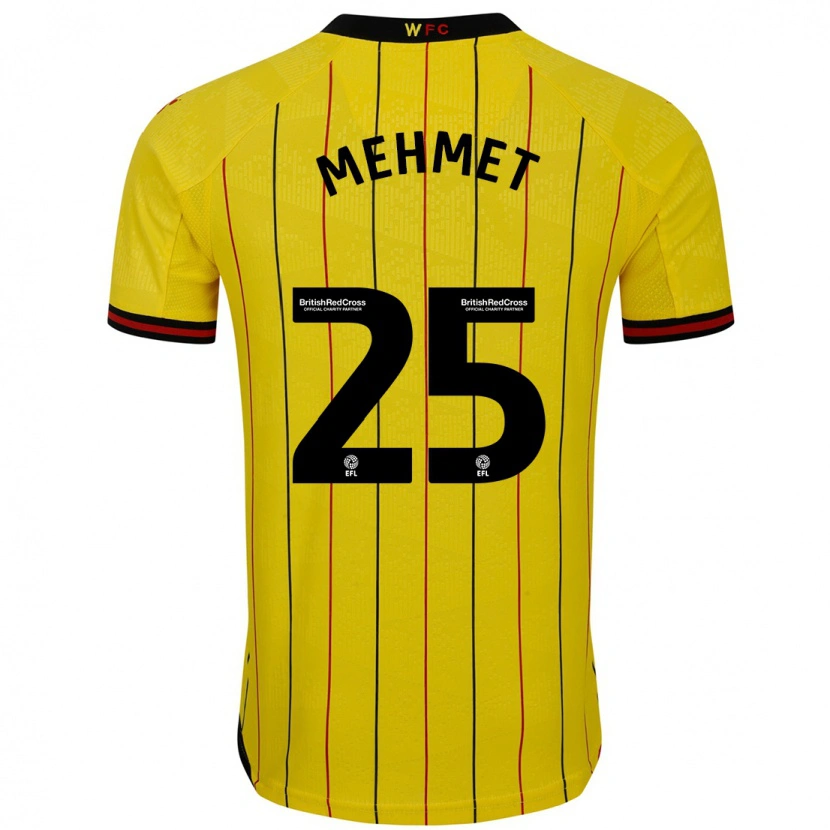 Danxen Børn Melis Mehmet #25 Gul Sort Hjemmebane Spillertrøjer 2024/25 Trøje T-Shirt