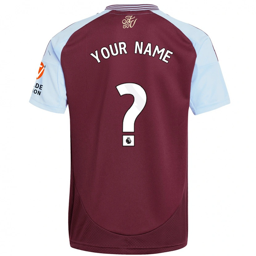 Danxen Børn Dit Navn #0 Burgund Himmelblå Hjemmebane Spillertrøjer 2024/25 Trøje T-Shirt
