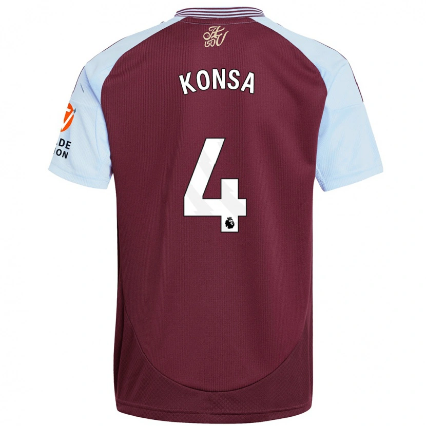 Danxen Børn Ezri Konsa #4 Burgund Himmelblå Hjemmebane Spillertrøjer 2024/25 Trøje T-Shirt