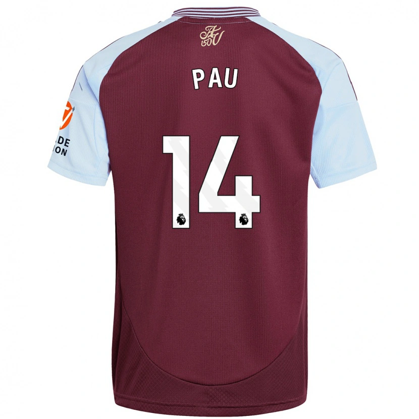 Danxen Børn Pau Torres #14 Burgund Himmelblå Hjemmebane Spillertrøjer 2024/25 Trøje T-Shirt