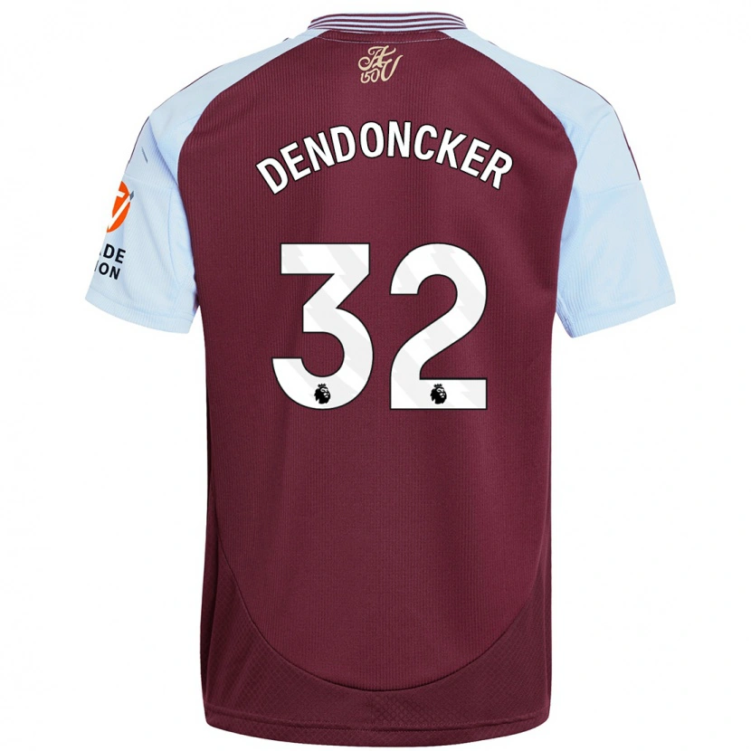 Danxen Børn Leander Dendoncker #32 Burgund Himmelblå Hjemmebane Spillertrøjer 2024/25 Trøje T-Shirt
