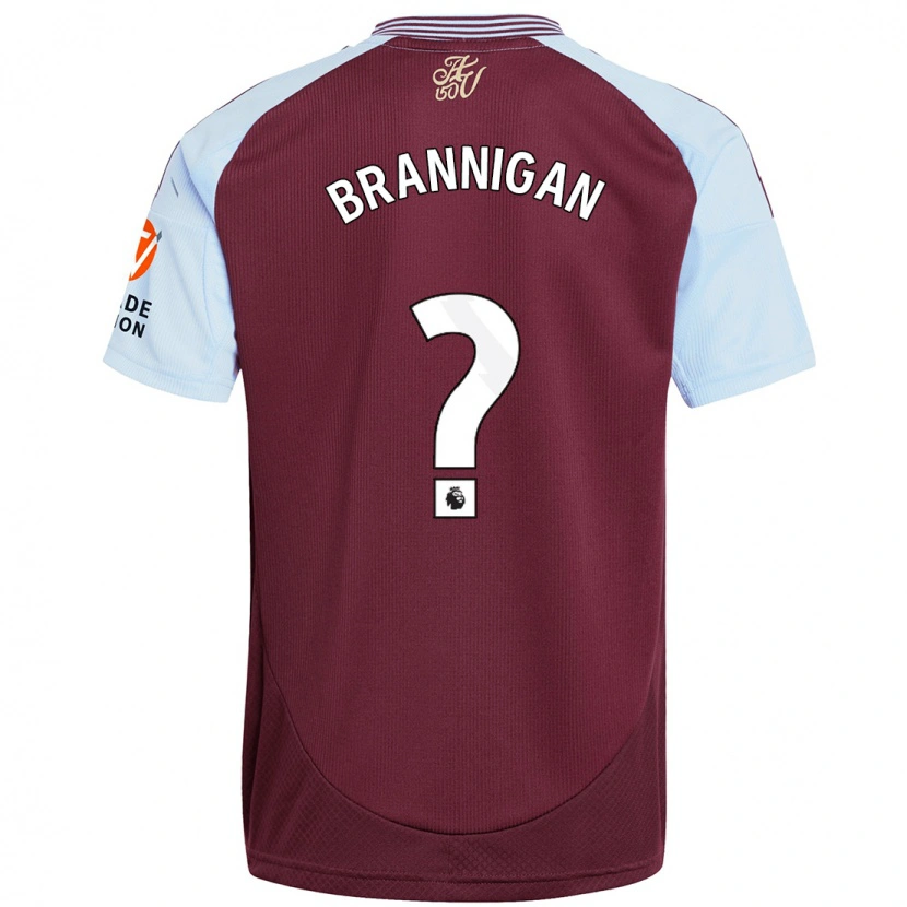 Danxen Børn Cole Brannigan #0 Burgund Himmelblå Hjemmebane Spillertrøjer 2024/25 Trøje T-Shirt