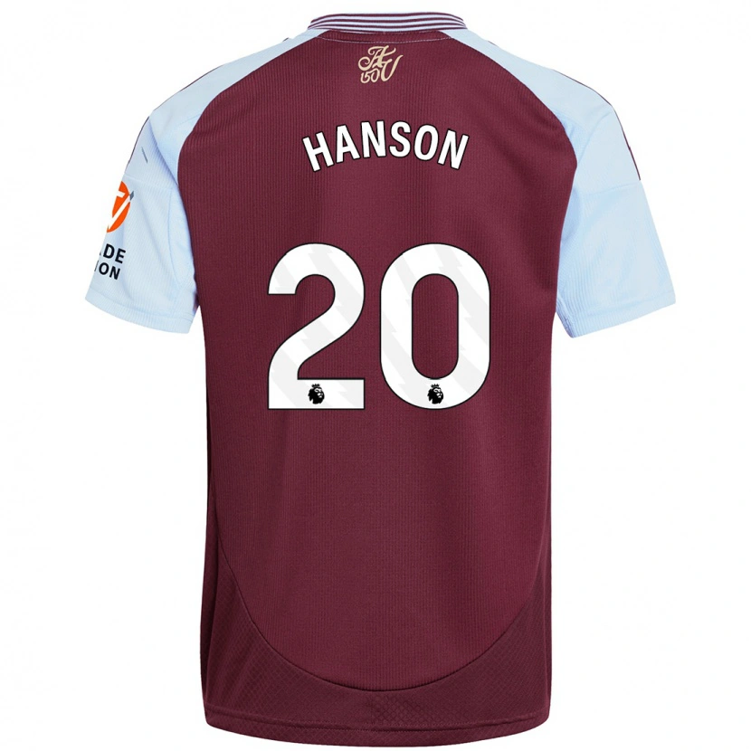 Danxen Børn Kirsty Hanson #20 Burgund Himmelblå Hjemmebane Spillertrøjer 2024/25 Trøje T-Shirt