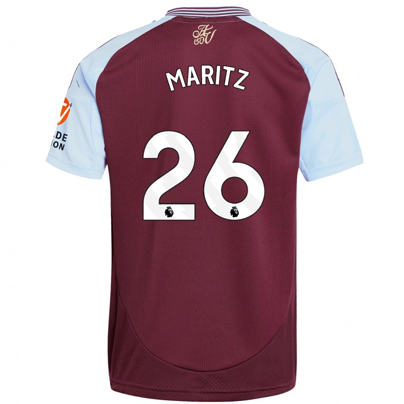 Danxen Børn Noelle Maritz #26 Burgund Himmelblå Hjemmebane Spillertrøjer 2024/25 Trøje T-Shirt