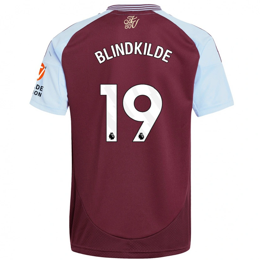 Danxen Børn Laura Blindkilde #19 Burgund Himmelblå Hjemmebane Spillertrøjer 2024/25 Trøje T-Shirt