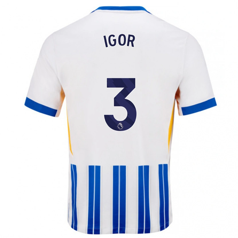 Danxen Børn Igor #3 Hvide Blå Nålestriber Hjemmebane Spillertrøjer 2024/25 Trøje T-Shirt