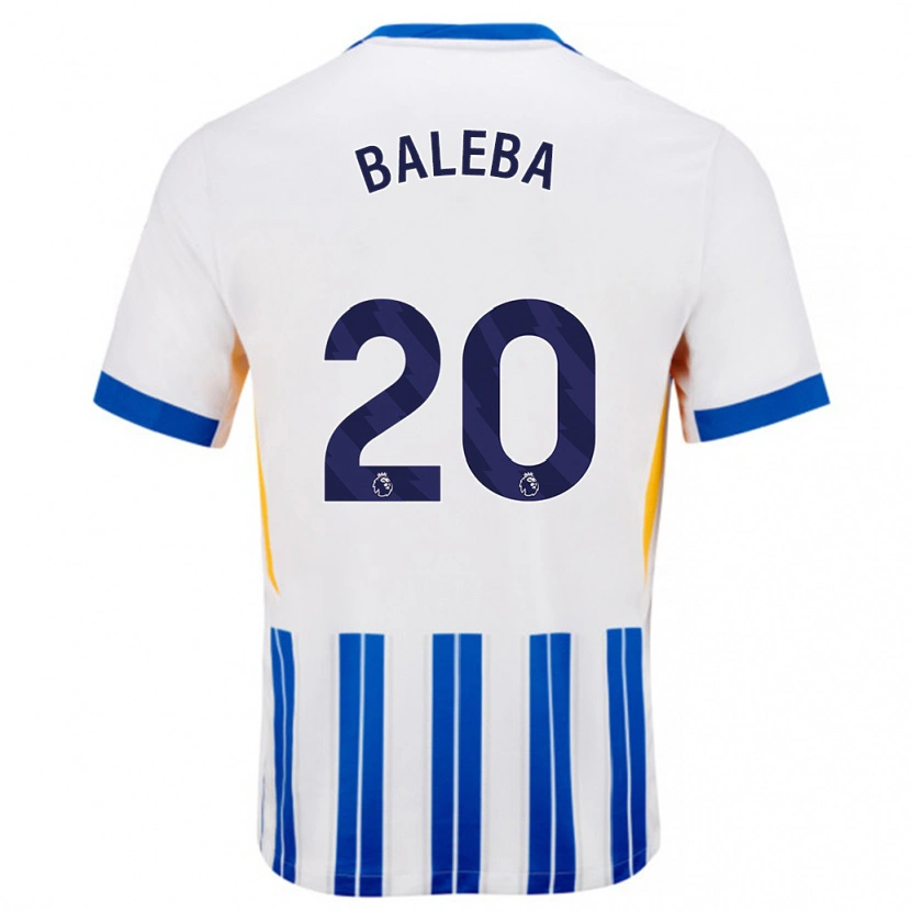 Danxen Børn Carlos Baleba #20 Hvide Blå Nålestriber Hjemmebane Spillertrøjer 2024/25 Trøje T-Shirt