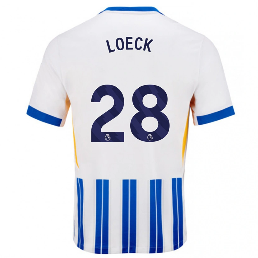 Danxen Børn Melina Loeck #28 Hvide Blå Nålestriber Hjemmebane Spillertrøjer 2024/25 Trøje T-Shirt