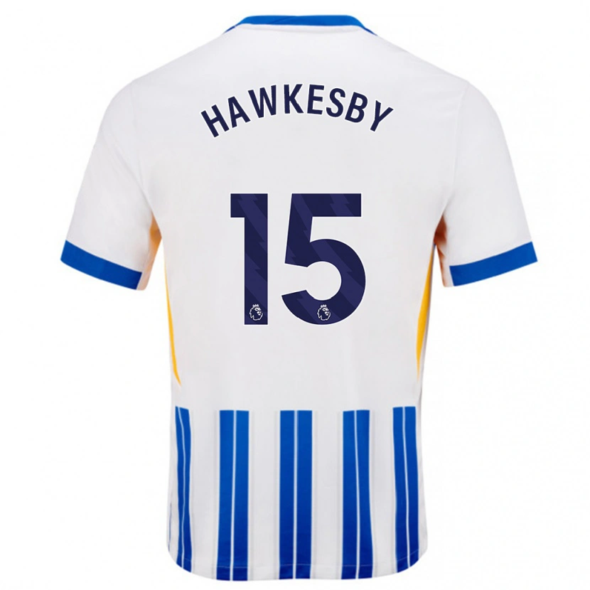 Danxen Børn Mackenzie Hawkesby #15 Hvide Blå Nålestriber Hjemmebane Spillertrøjer 2024/25 Trøje T-Shirt