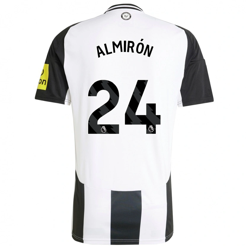 Danxen Børn Miguel Almirón #24 Hvid Sort Hjemmebane Spillertrøjer 2024/25 Trøje T-Shirt