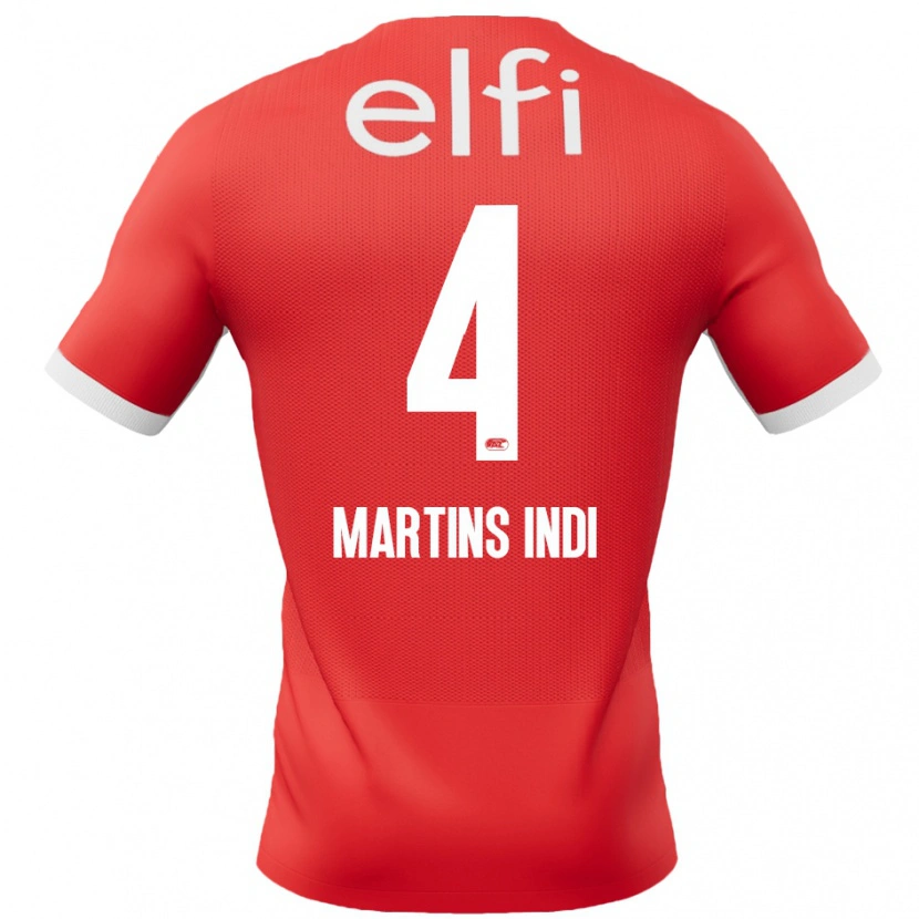 Danxen Børn Bruno Martins Indi #4 Rød Hvid Hjemmebane Spillertrøjer 2024/25 Trøje T-Shirt