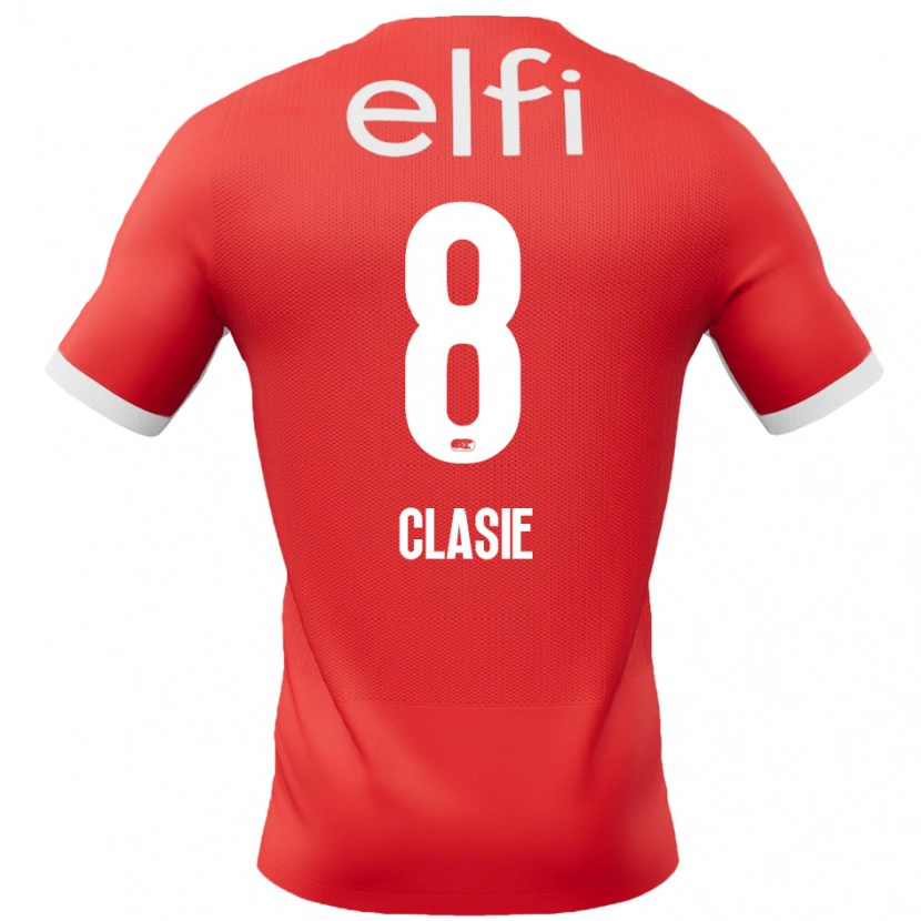 Danxen Børn Jordy Clasie #8 Rød Hvid Hjemmebane Spillertrøjer 2024/25 Trøje T-Shirt