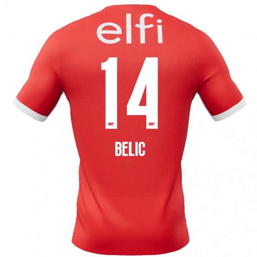Danxen Børn Kristijan Belic #14 Rød Hvid Hjemmebane Spillertrøjer 2024/25 Trøje T-Shirt